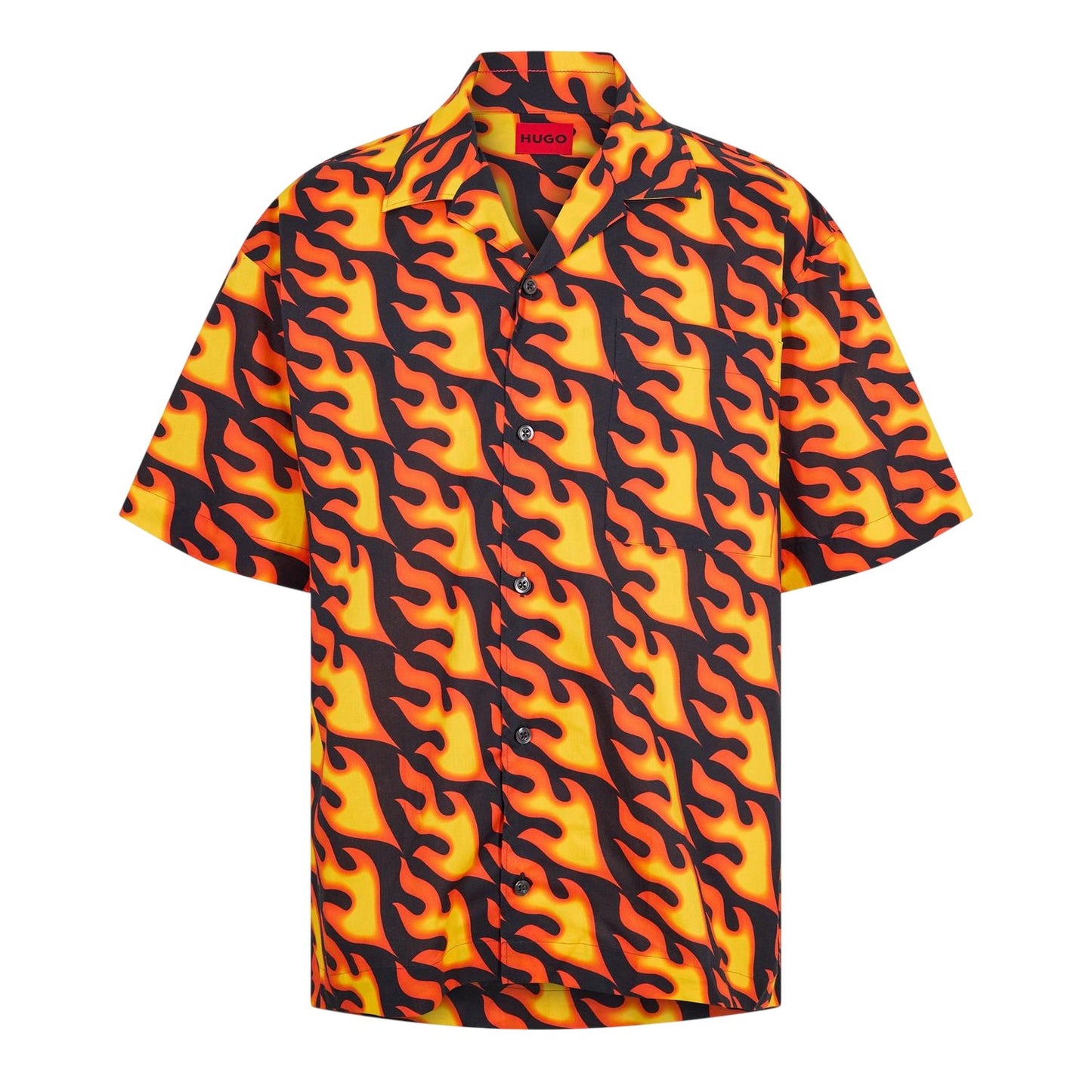 Black-Yellow - Front - Hugo Mens Fire Oxford Collared Shirt