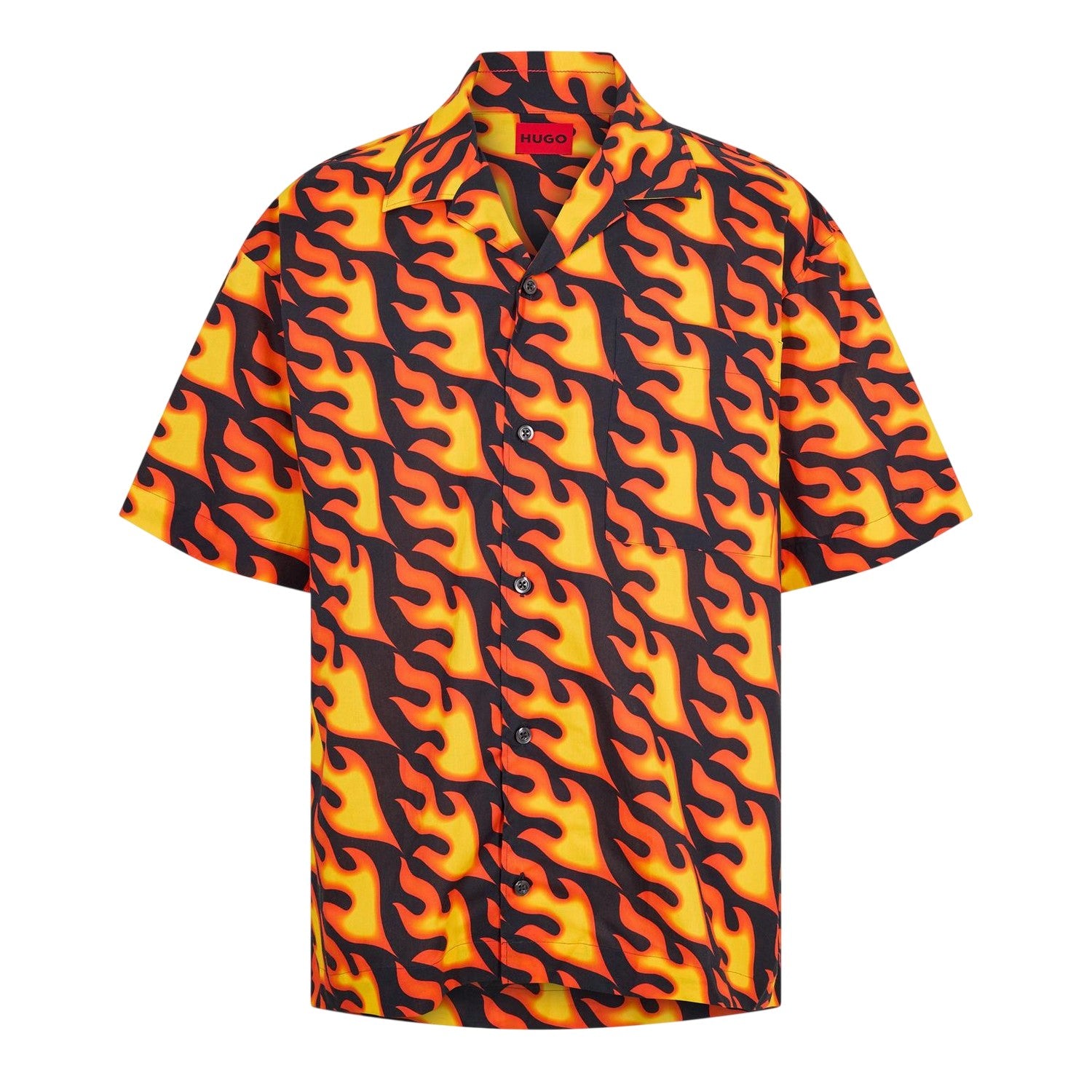 Black-Yellow - Front - Hugo Mens Fire Oxford Collared Shirt