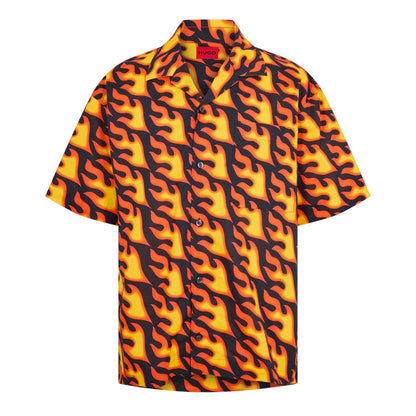 Black-Yellow - Front - Hugo Mens Fire Oxford Collared Shirt