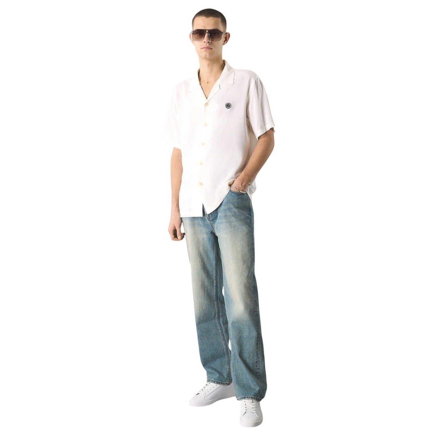 White - Lifestyle - Pretty Green Mens Regular Short-Sleeved Shirt