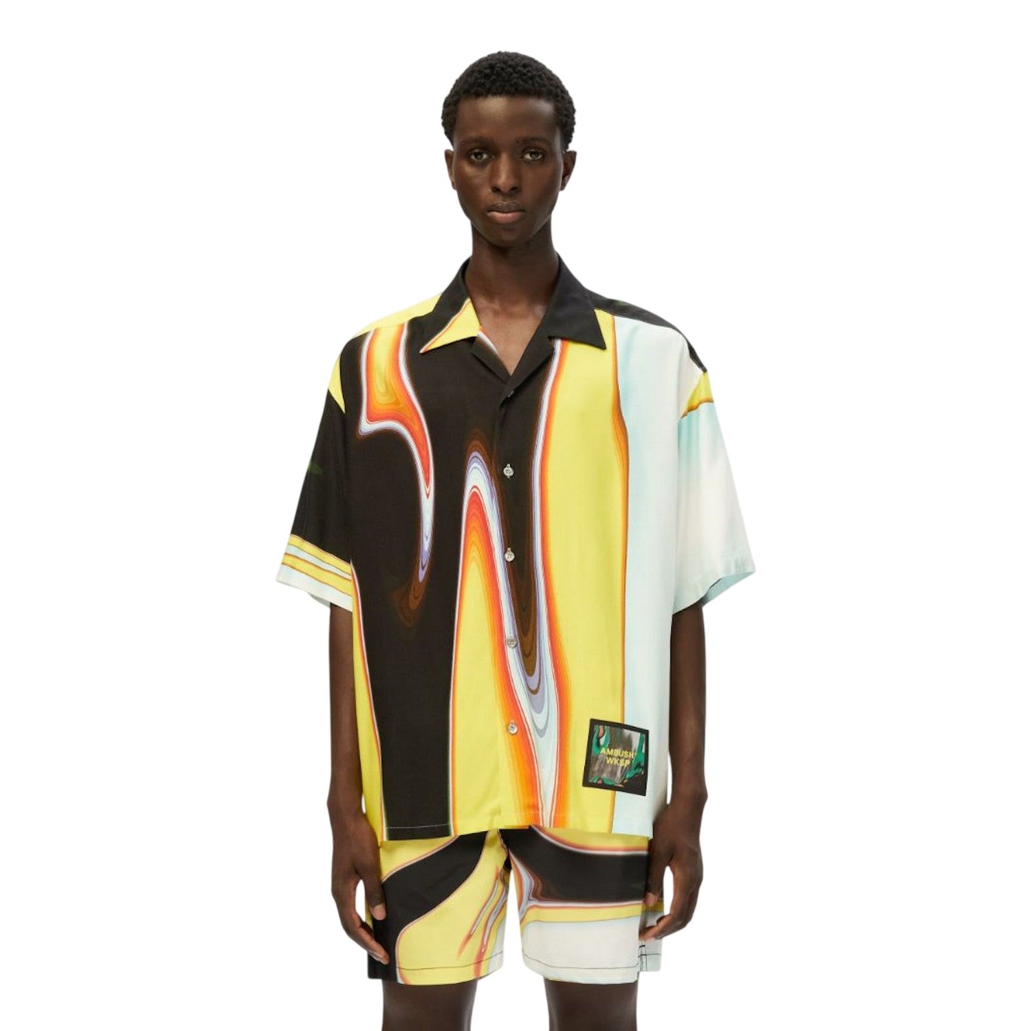 Yellow-Black - Side - Ambush Mens All-Over Print Short-Sleeved Shirt