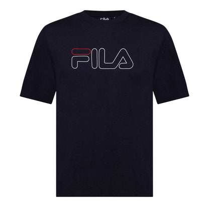 Navy - Front - Fila Mens Harrison Logo Cotton T-Shirt