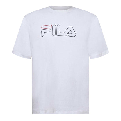 White - Front - Fila Mens Harrison Logo Cotton T-Shirt