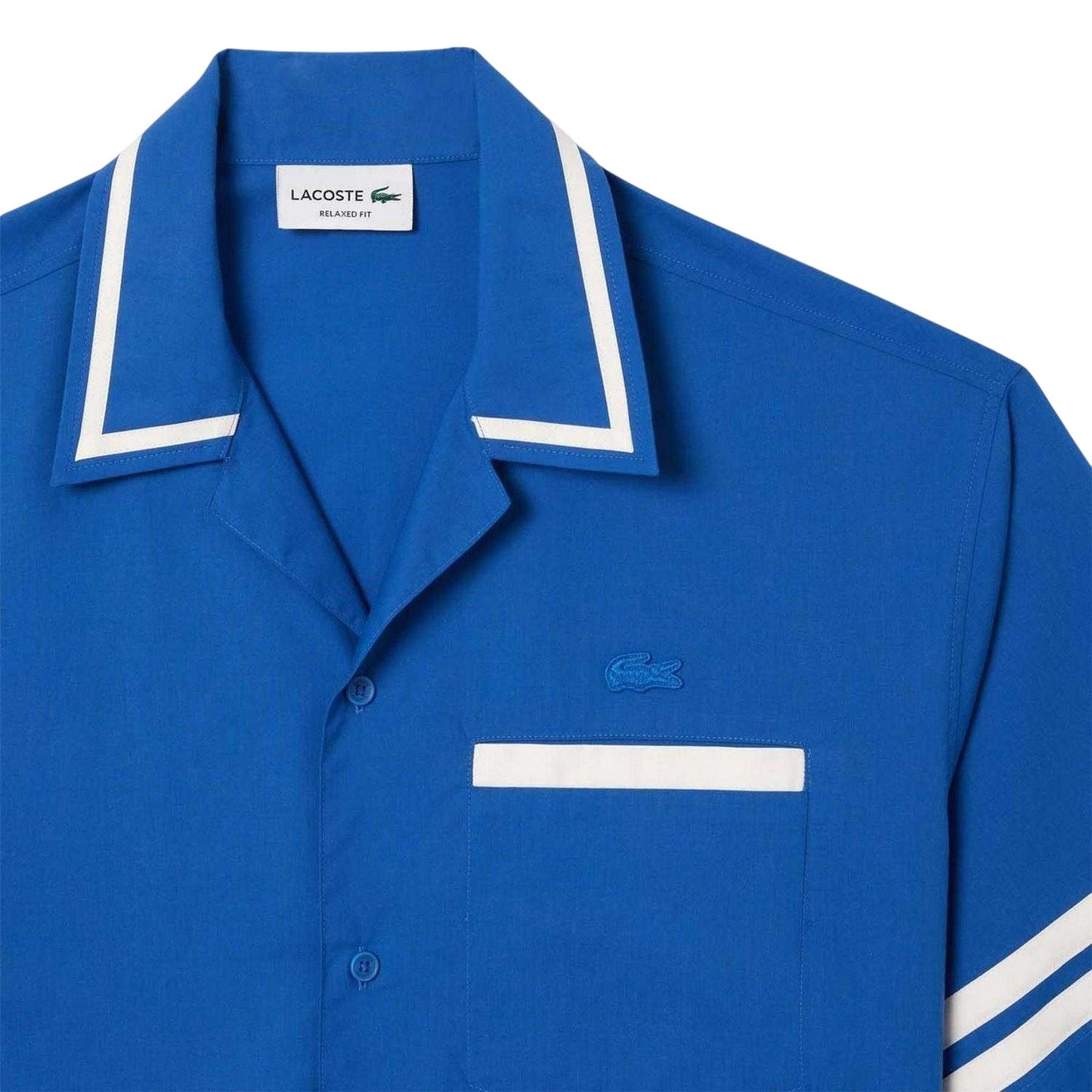 Blue - Side - Lacoste Mens Cotton Twill Relaxed Fit Shirt
