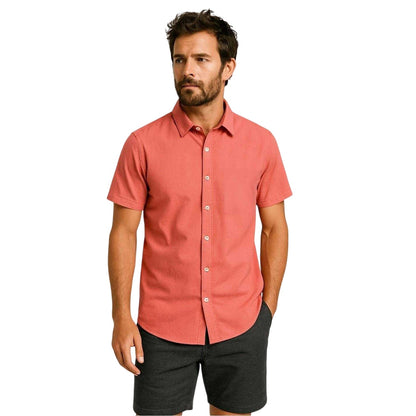 Coral - Side - Roamers Mens Plain Collared Shirt