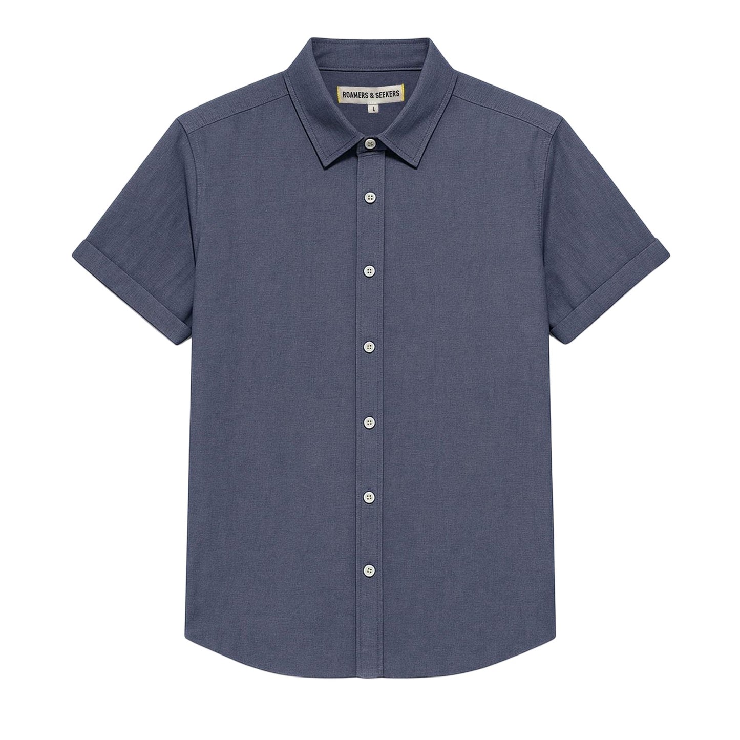 Rich Navy - Front - Roamers Mens Plain Collared Shirt