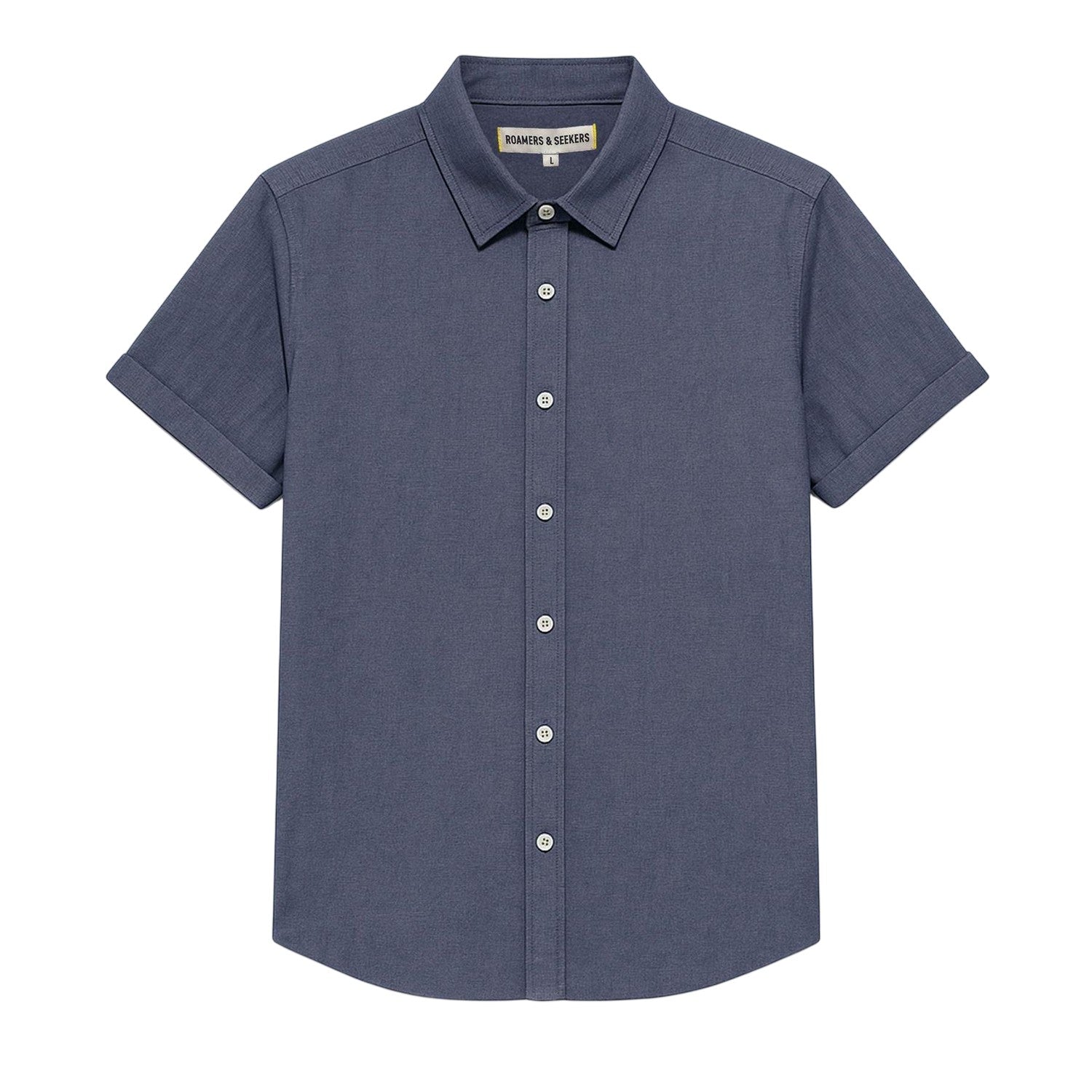 Rich Navy - Front - Roamers Mens Plain Collared Shirt
