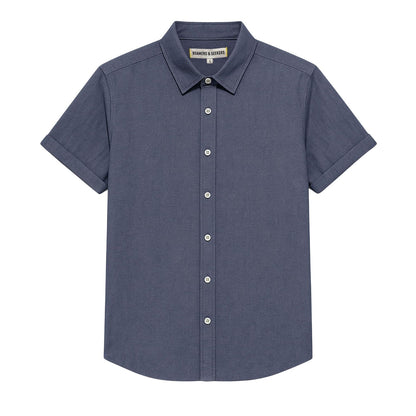 Rich Navy - Front - Roamers Mens Plain Collared Shirt