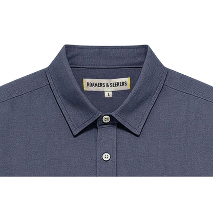 Rich Navy - Back - Roamers Mens Plain Collared Shirt