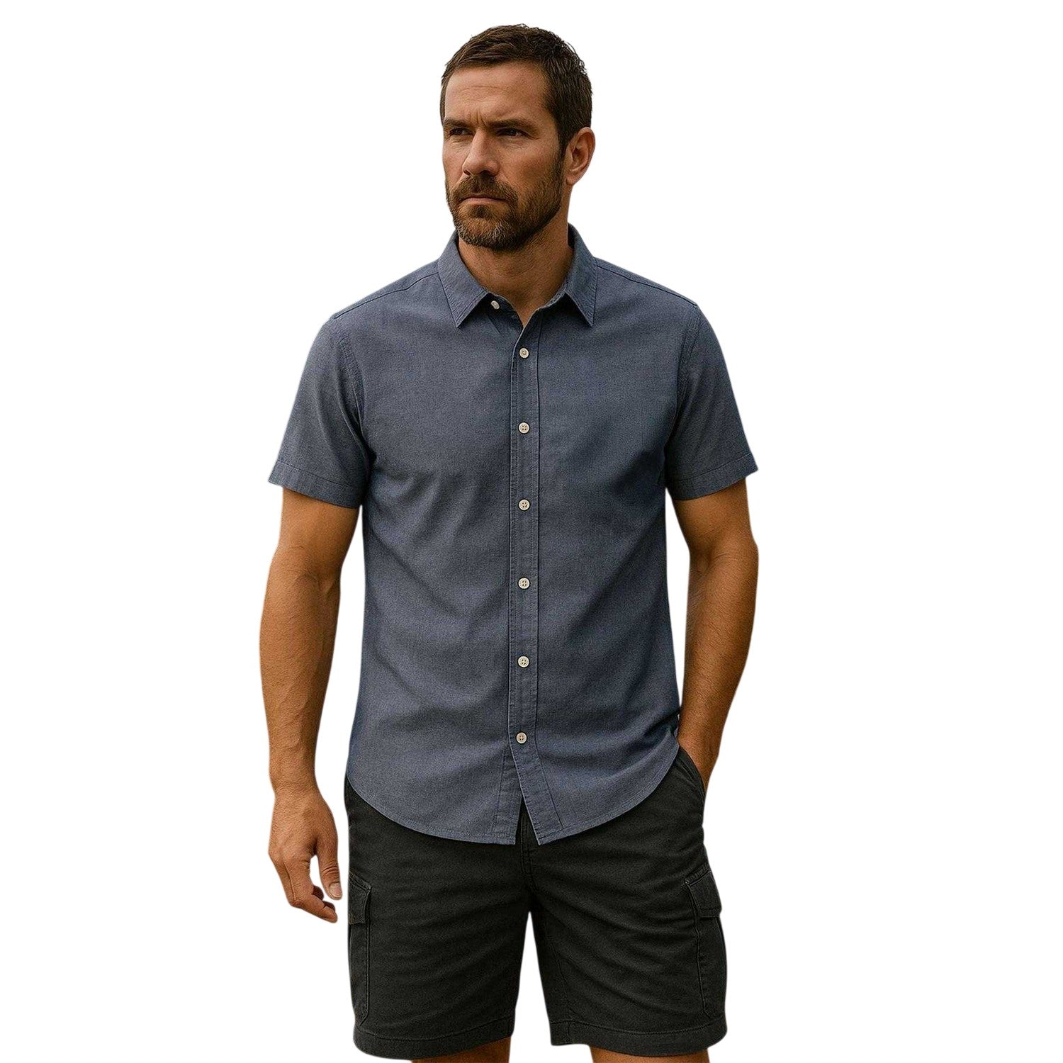 Rich Navy - Side - Roamers Mens Plain Collared Shirt