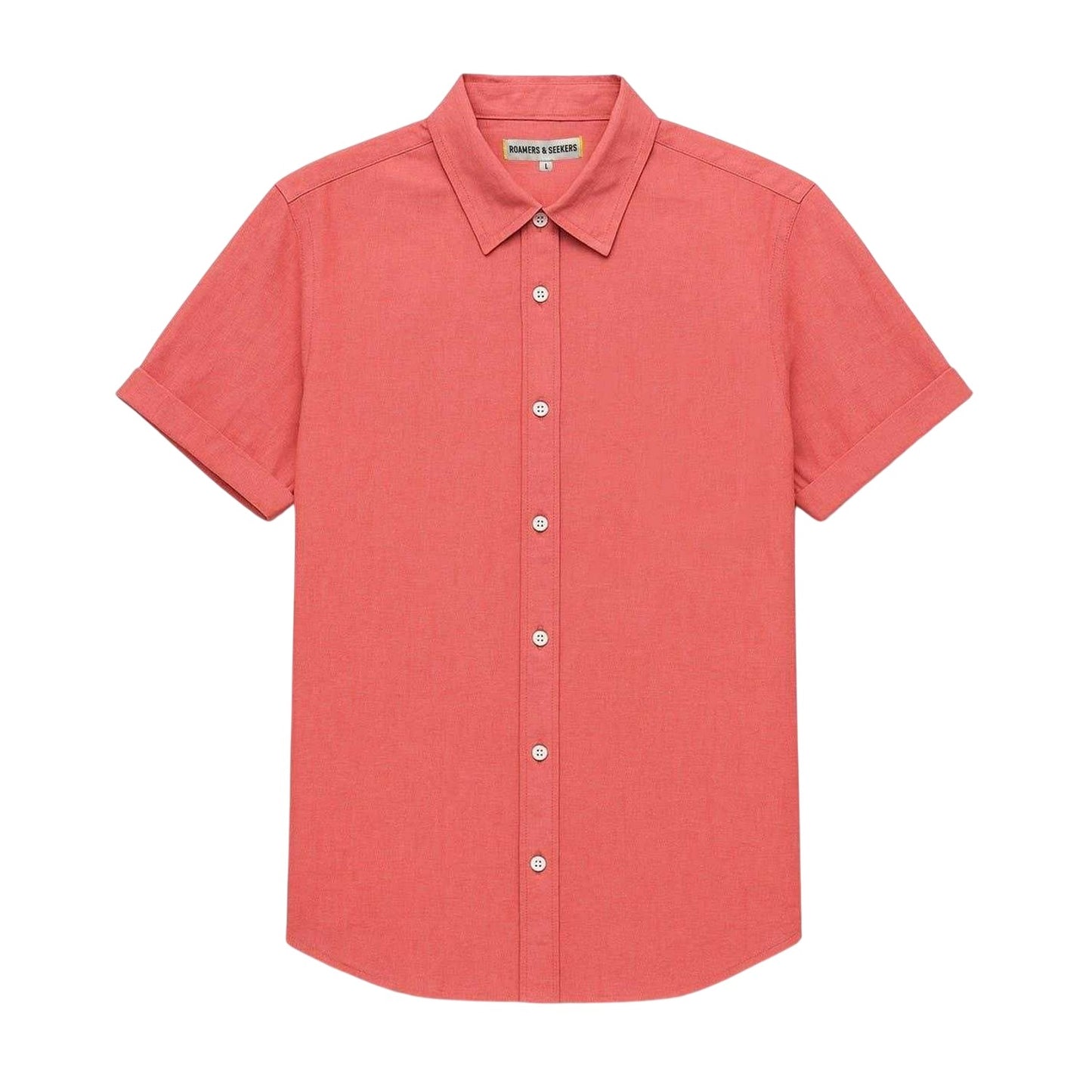 Coral - Front - Roamers Mens Plain Collared Shirt