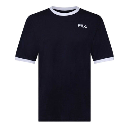 Navy - Front - Fila Mens Aster Logo Cotton T-Shirt