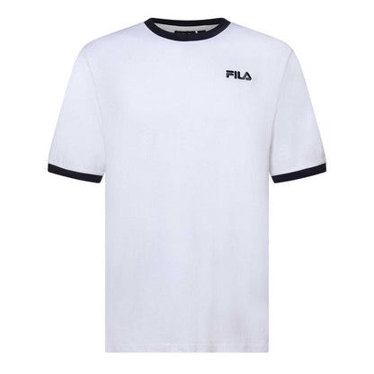 White-Navy - Front - Fila Mens Aster Logo Cotton T-Shirt