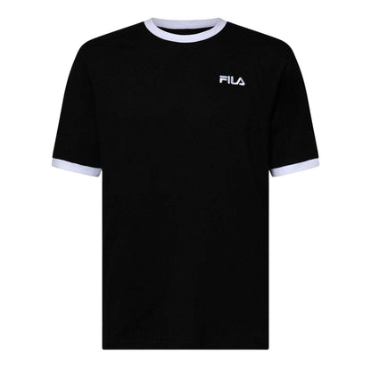 Black-White - Front - Fila Mens Aster Logo Cotton T-Shirt