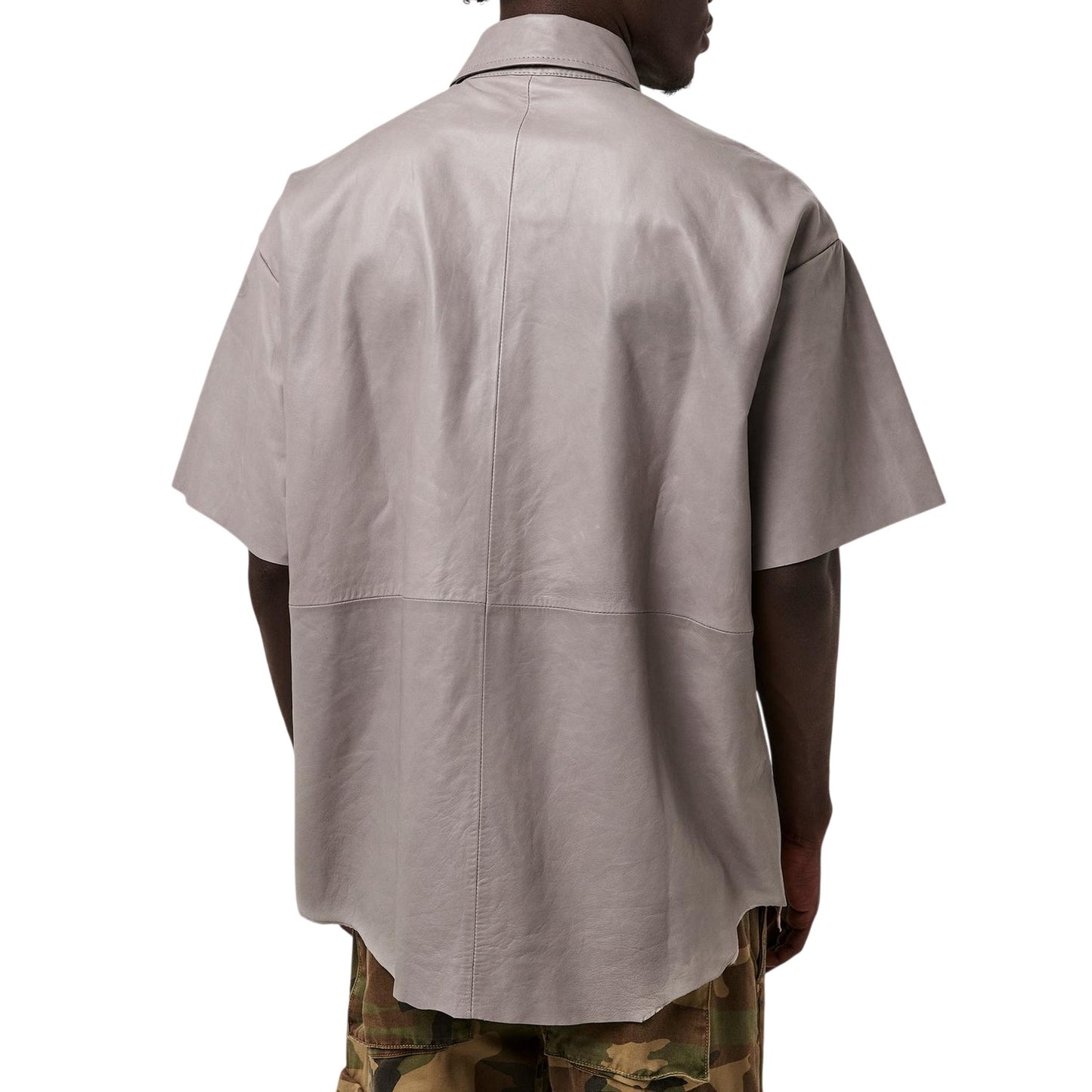 Frost Gray - Lifestyle - Diesel Mens Faux Leather Short-Sleeved T-Shirt