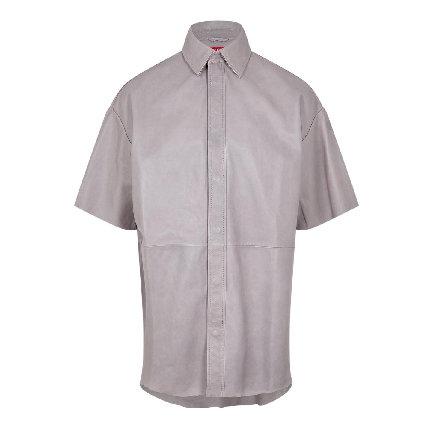 Frost Gray - Front - Diesel Mens Faux Leather Short-Sleeved T-Shirt