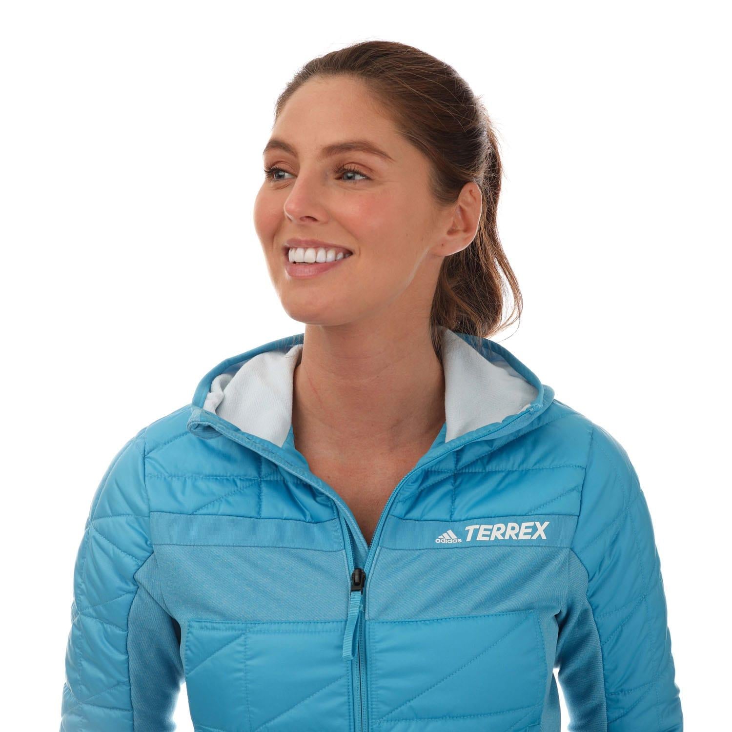 Blue - Lifestyle - Adidas Womens-Ladies Terrex Hybrid Insulated Padded Jacket