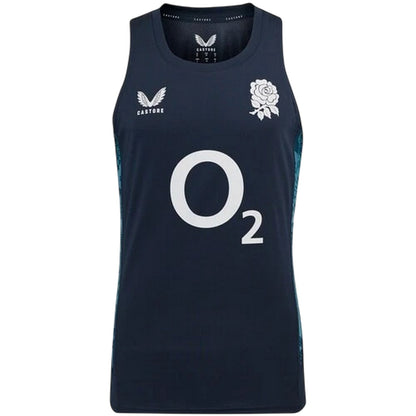 Ink-Storm - Front - Castore Mens 2025 England Red Roses Performance Vest Top