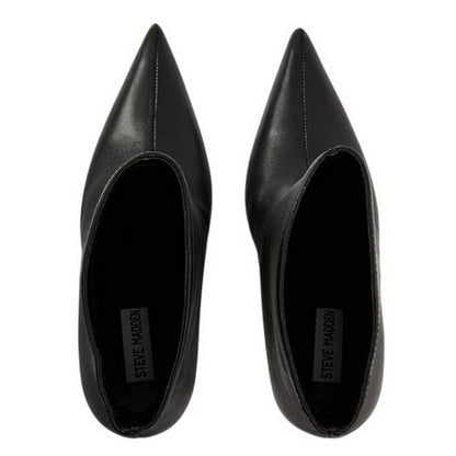 Black - Side - Steve Madden Womens-Ladies Leather Stiletto Heel Ankle Boots