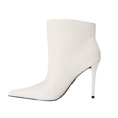 White - Back - Steve Madden Womens-Ladies Leather Stiletto Heel Ankle Boots