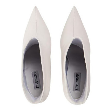 White - Side - Steve Madden Womens-Ladies Leather Stiletto Heel Ankle Boots