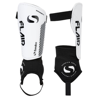 White-Black - Front - Sondico Logo Football Shin & Ankle Guards