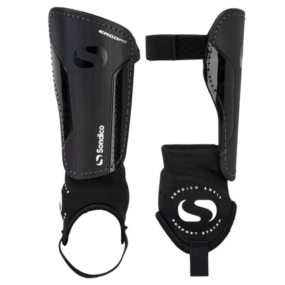 Black-White - Front - Sondico Logo Football Shin & Ankle Guards
