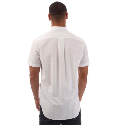 White - Back - Gant Mens Cotton Linen Short-Sleeved Shirt