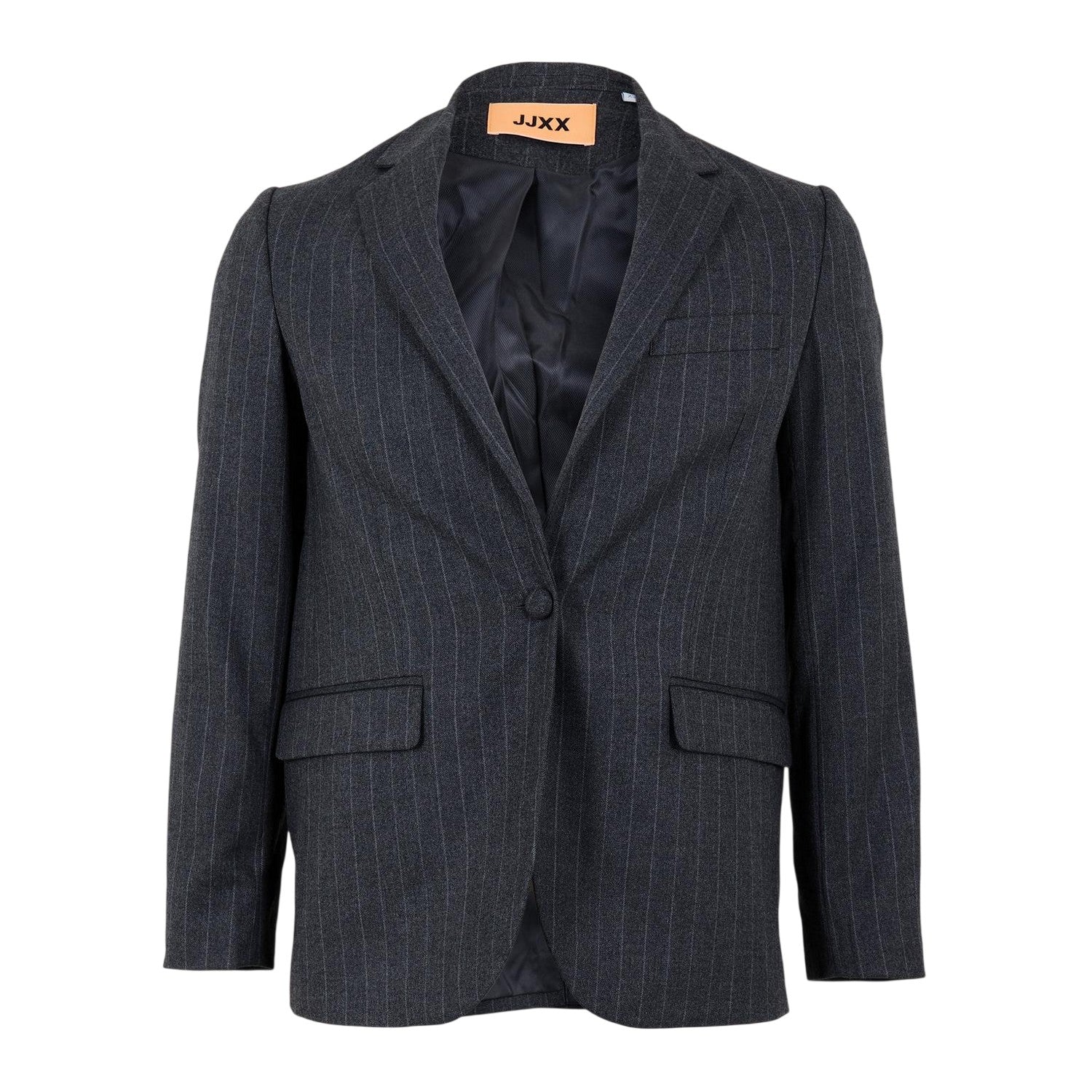 Grey Melange - Front - JJXX Womens-Ladies Mary Stripe Single-Breasted Blazer