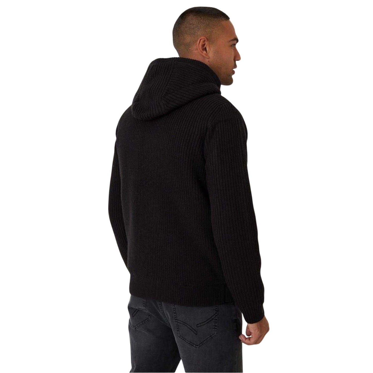 Black - Back - Threadbare Mens Padded Hooded Jacket