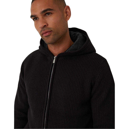 Black - Side - Threadbare Mens Padded Hooded Jacket