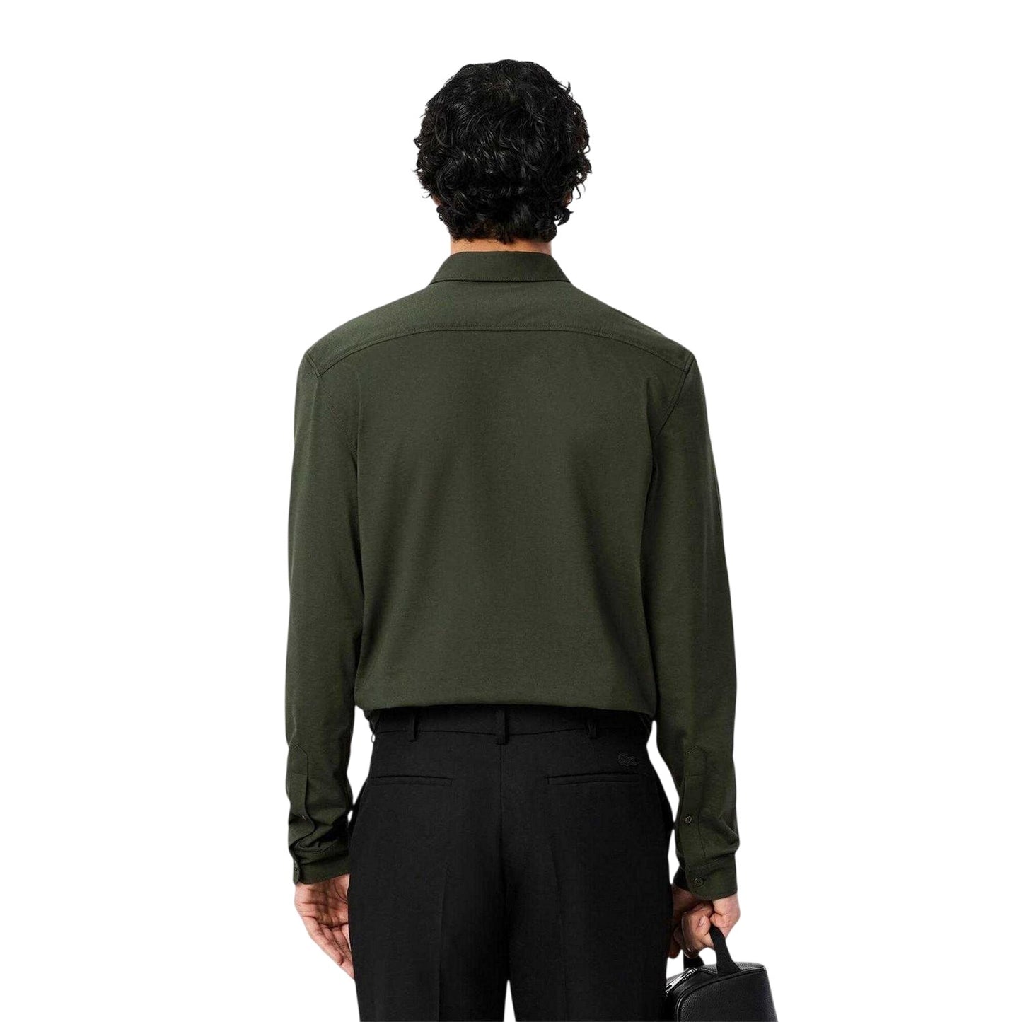 Green - Back - Lacoste Mens Cotton Jersey Regular Long-Sleeved Shirt