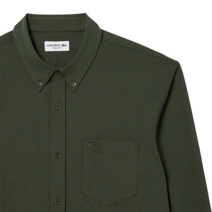 Green - Side - Lacoste Mens Cotton Jersey Regular Long-Sleeved Shirt