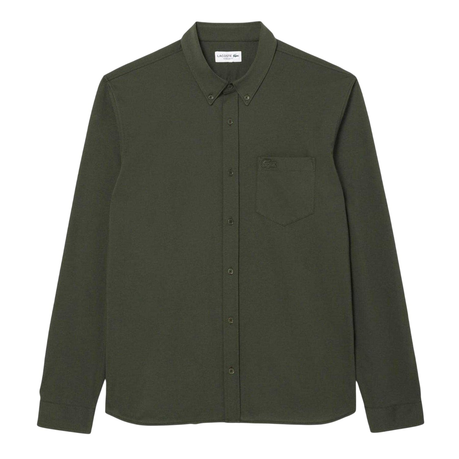 Green - Front - Lacoste Mens Cotton Jersey Regular Long-Sleeved Shirt