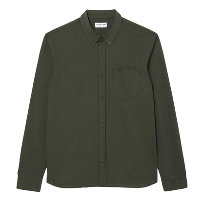 Green - Front - Lacoste Mens Cotton Jersey Regular Long-Sleeved Shirt