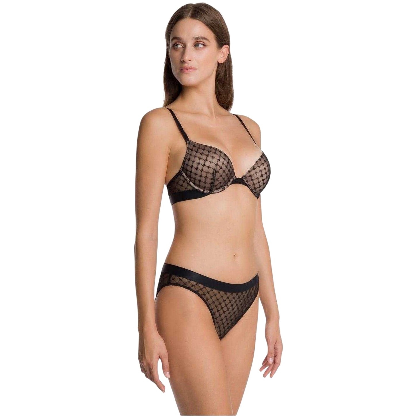 Black - Lifestyle - Wolford Womens-Ladies Geometric Sheer Triangle Cups Bralette