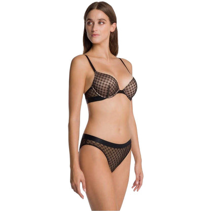 Black - Lifestyle - Wolford Womens-Ladies Geometric Sheer Triangle Cups Bralette