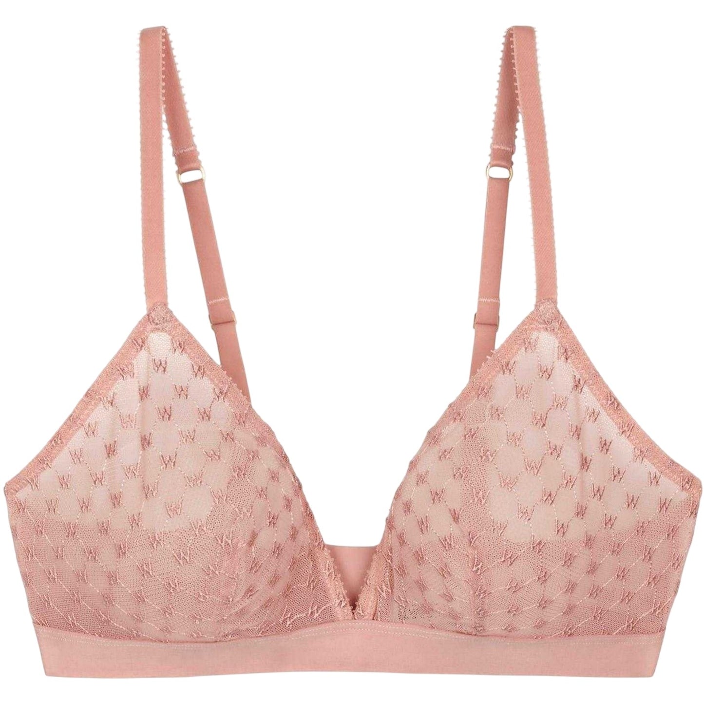 Pink - Front - Wolford Womens-Ladies Geometric Sheer Triangle Cups Bralette