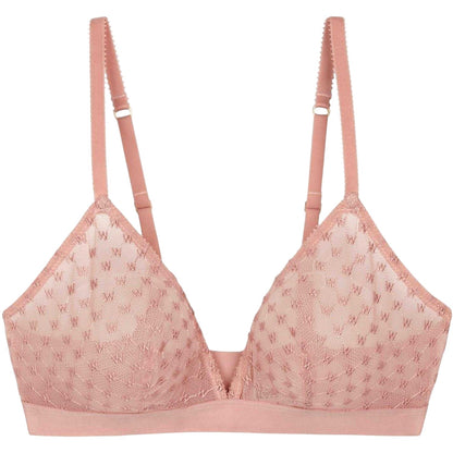 Pink - Front - Wolford Womens-Ladies Geometric Sheer Triangle Cups Bralette