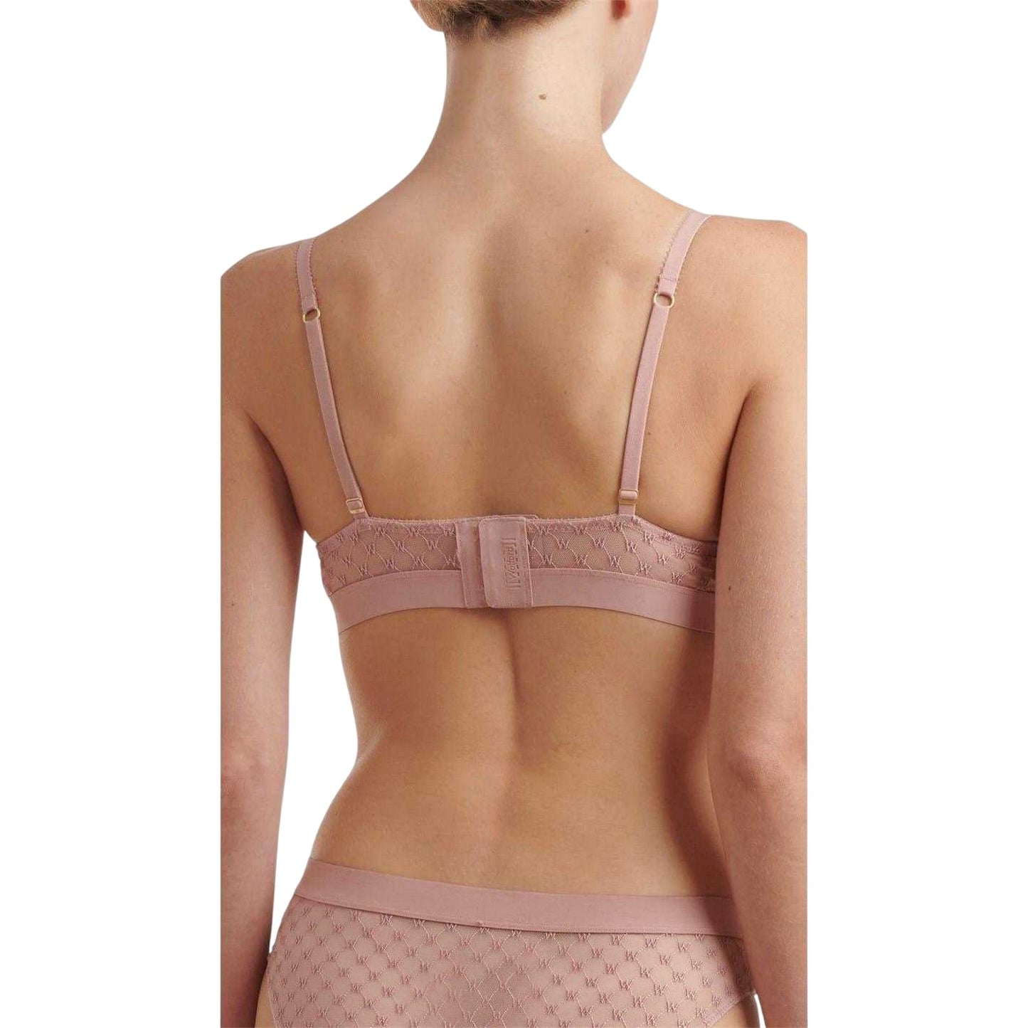 Pink - Back - Wolford Womens-Ladies Geometric Sheer Triangle Cups Bralette
