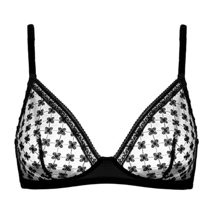 Black - Front - Wolford Womens-Ladies Geometric Sheer Triangle Cups Bralette
