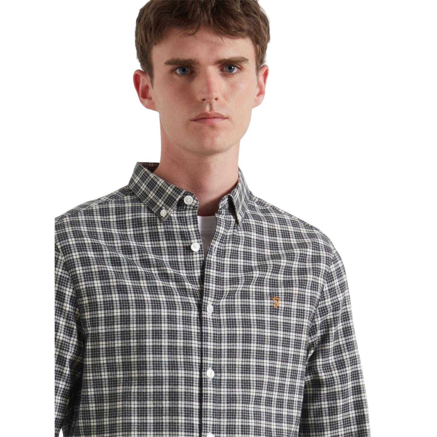Charcoal Marl - Side - Farah Mens Milners Checked Shirt