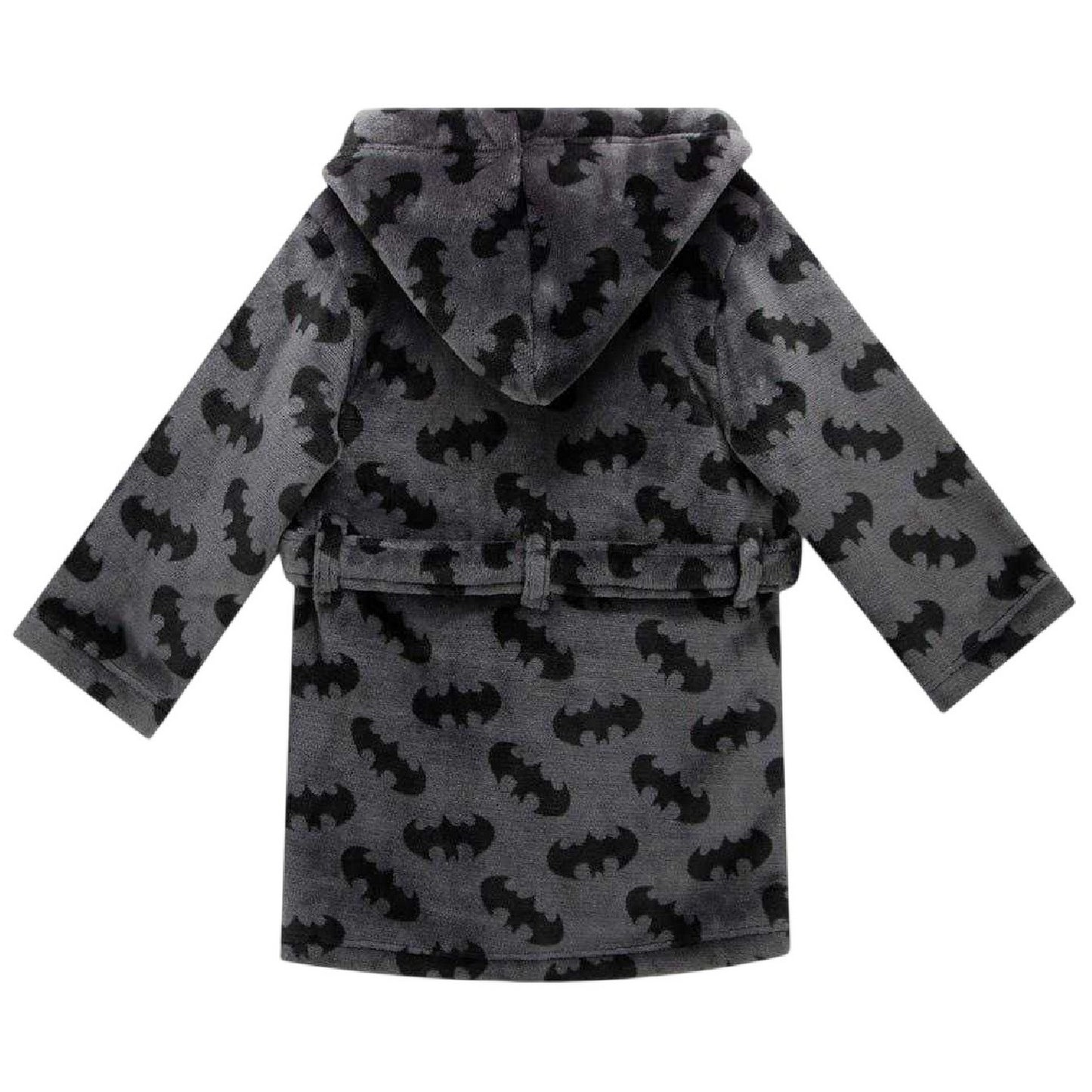 Black-Yellow - Back - Batman Childrens-Kids Sherpa Fleece Dressing Gown