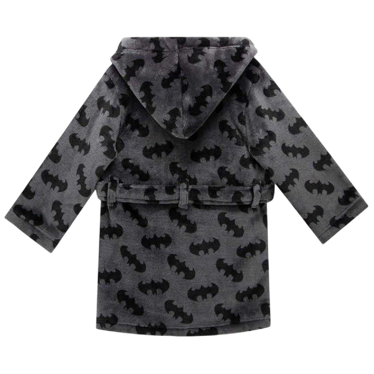 Black-Yellow - Back - Batman Childrens-Kids Sherpa Fleece Dressing Gown