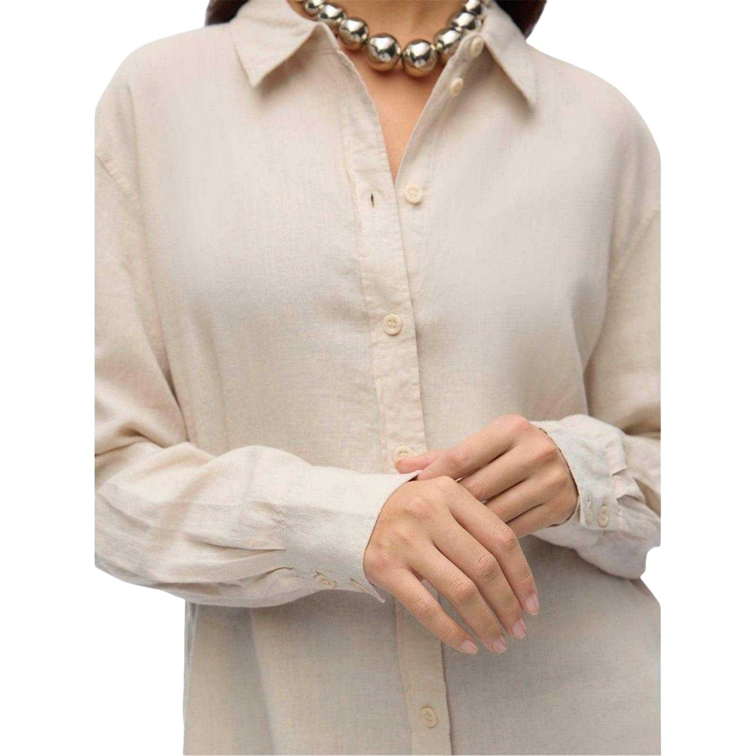 Moonbeam - Side - Vero Moda Womens-Ladies Linen Blend Regular Shirt