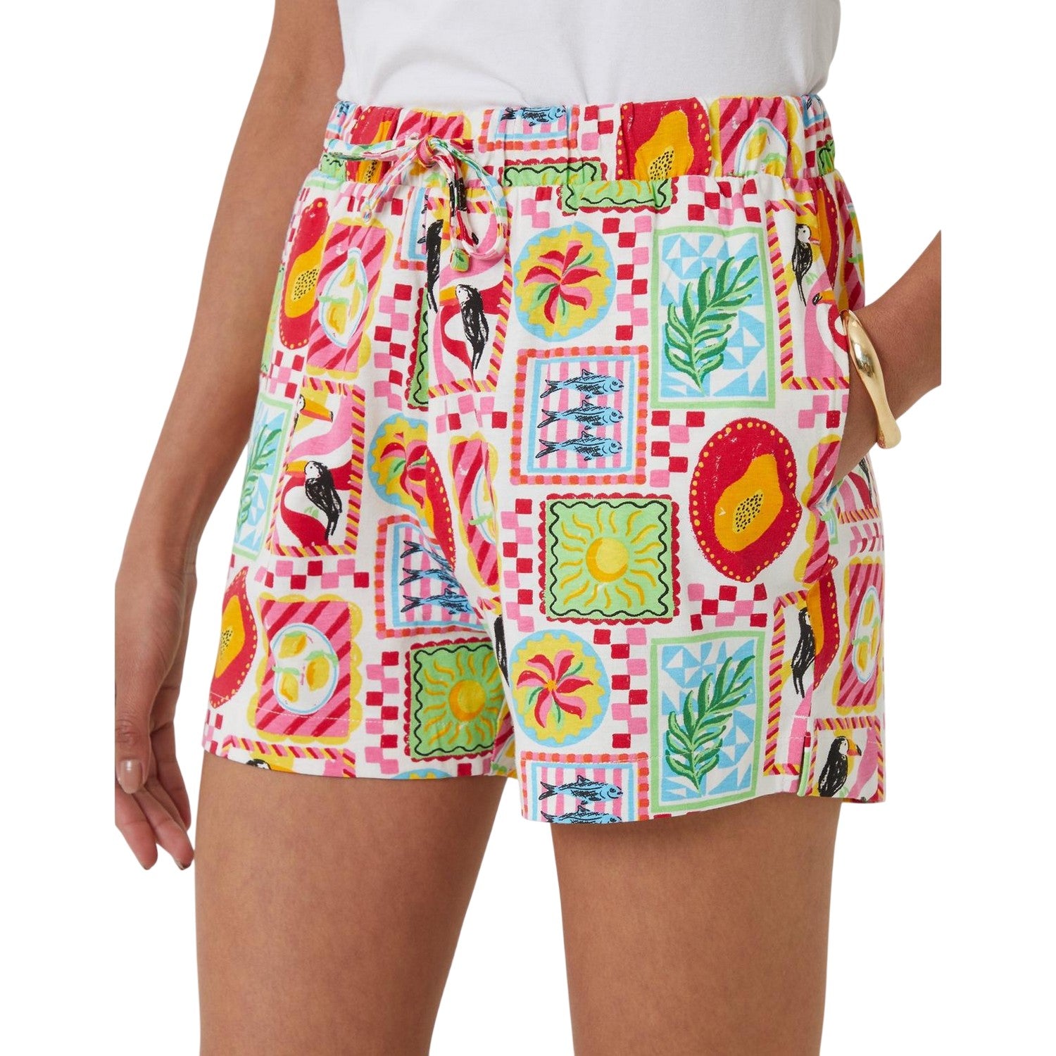 Black-Multicoloured - Side - Threadbare Womens-Ladies Eiren Regular Shorts (Pack of 2)