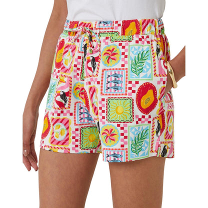 Black-Multicoloured - Side - Threadbare Womens-Ladies Eiren Regular Shorts (Pack of 2)