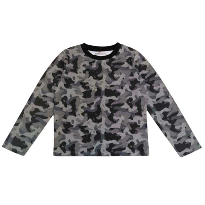 Grey - Back - Star Childrens-Kids Camo Cotton Pyjama Set