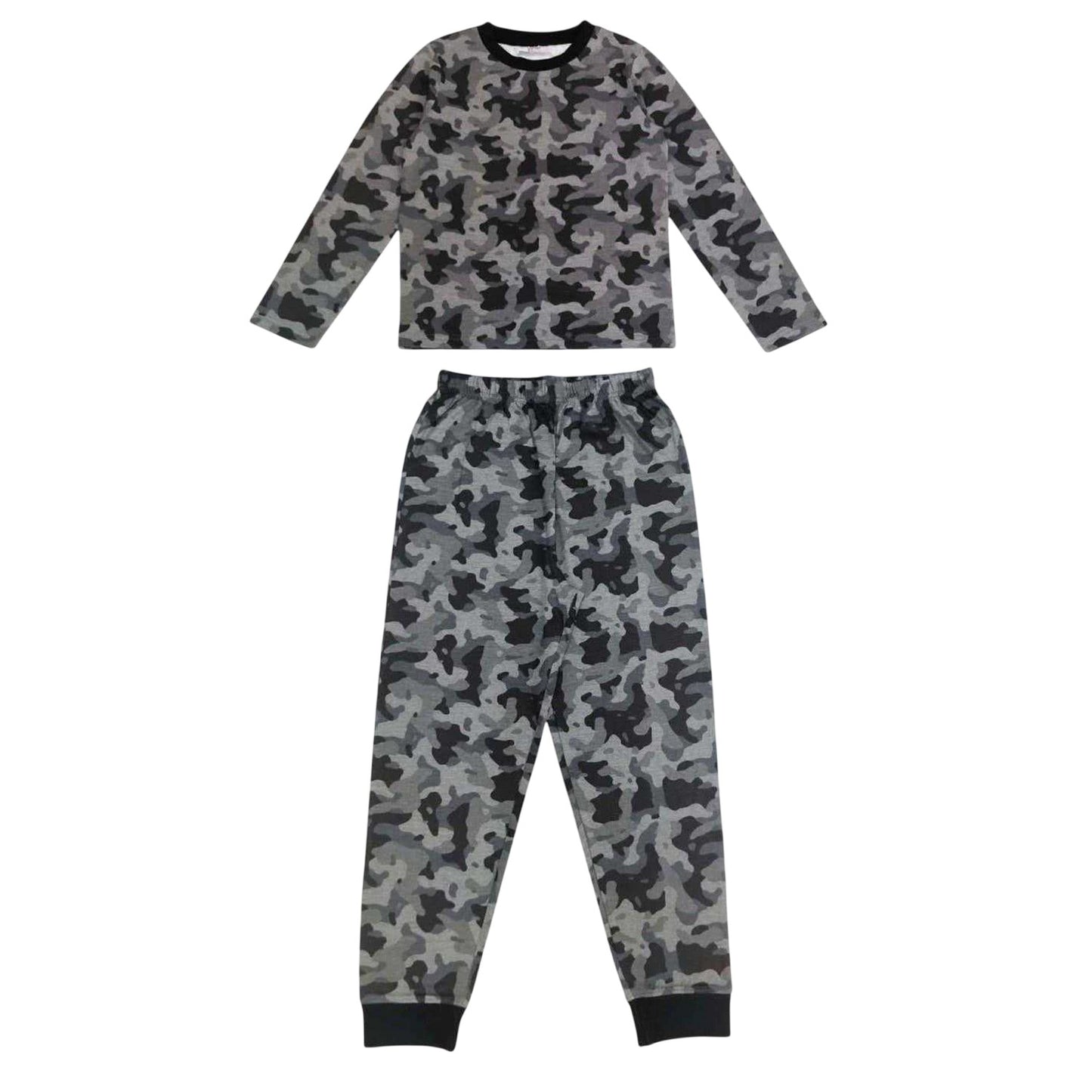 Grey - Front - Star Childrens-Kids Camo Cotton Pyjama Set