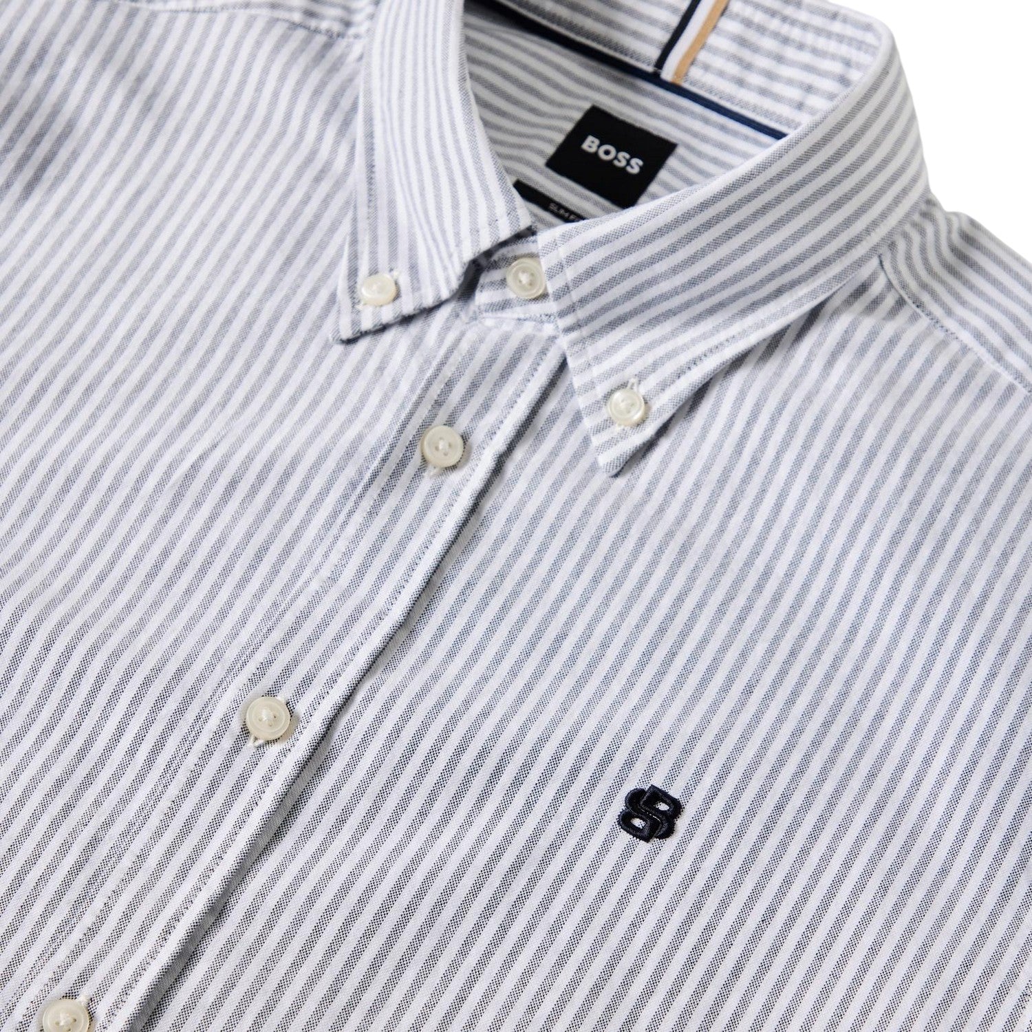 Dark Blue-Grey - Side - Boss Mens H-Roan Oxford Shirt